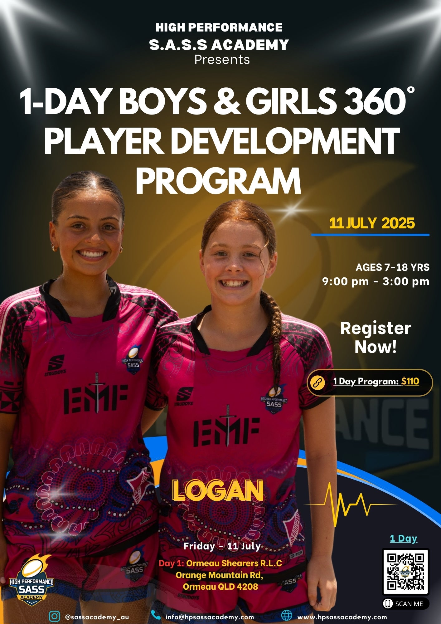 1-DAY 360 DEGREE PLAYER DEVELOPMENT PROGRAM - LOGAN/ORMEAU (ORMEAU SHEARERS - 11 JULY)