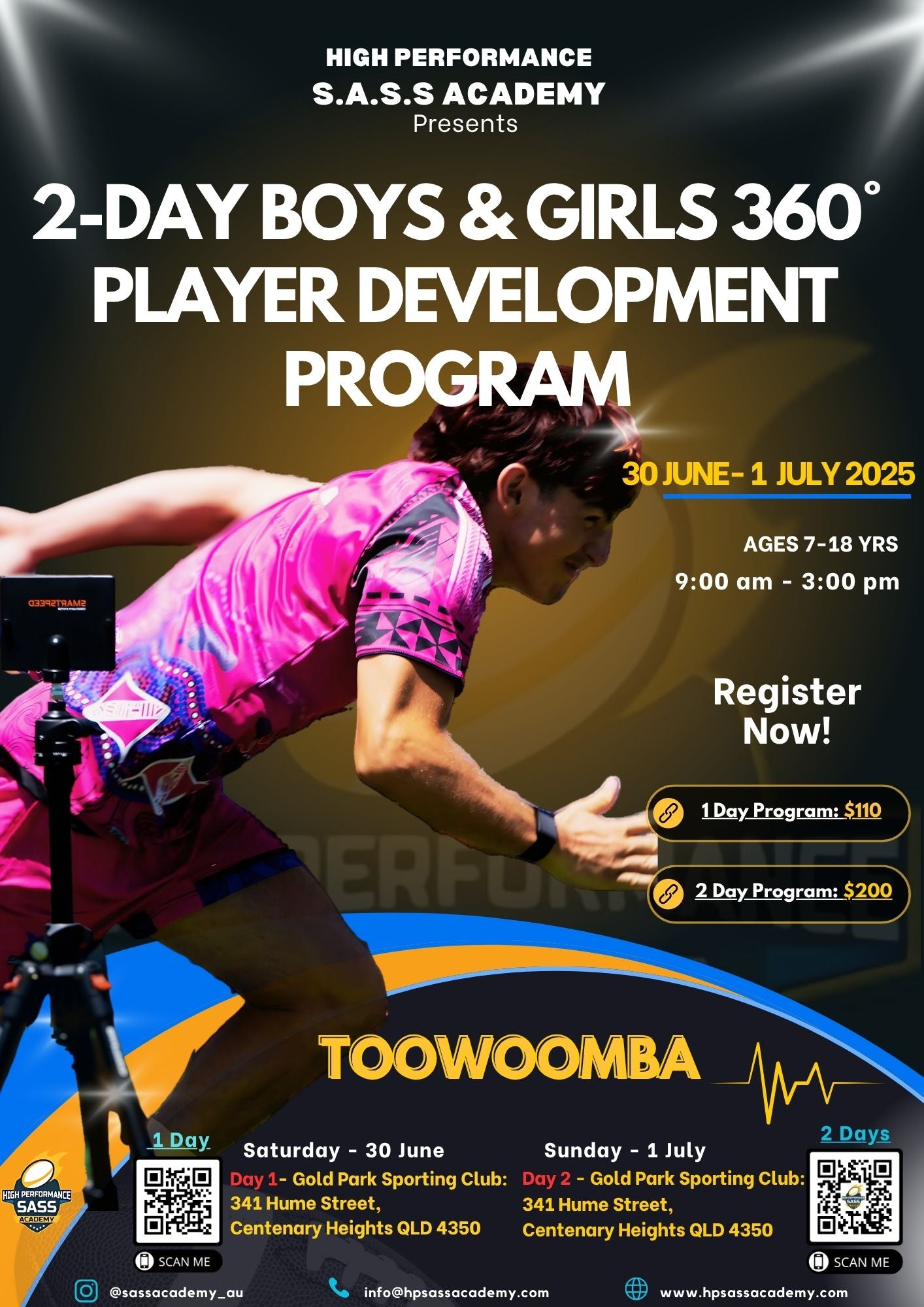 2-DAY 360 DEGREE PLAYER DEVELOPMENT PROGRAM - TOOWOOMBA (GOLD PARK SPORTING CLUB - 30 JUNE-1 JULY)