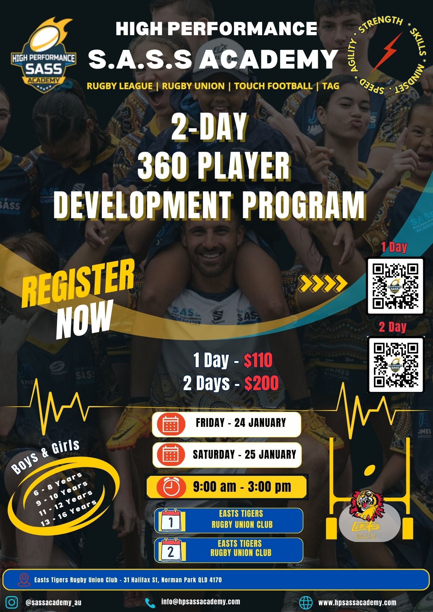 2-DAY 360 PLAYER DEVELOPMENT PROGRAM - EASTS TIGERS R.U.C (24-25 JANUARY)