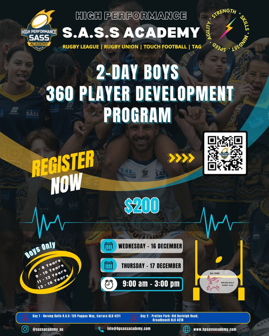 2-DAY BOYS 360 PLAYER DEVELOPMENT PROGRAM - GOLD COAST (NERANG BULLS RUGBY UNION CLUB - 16-17 DECEMBER)