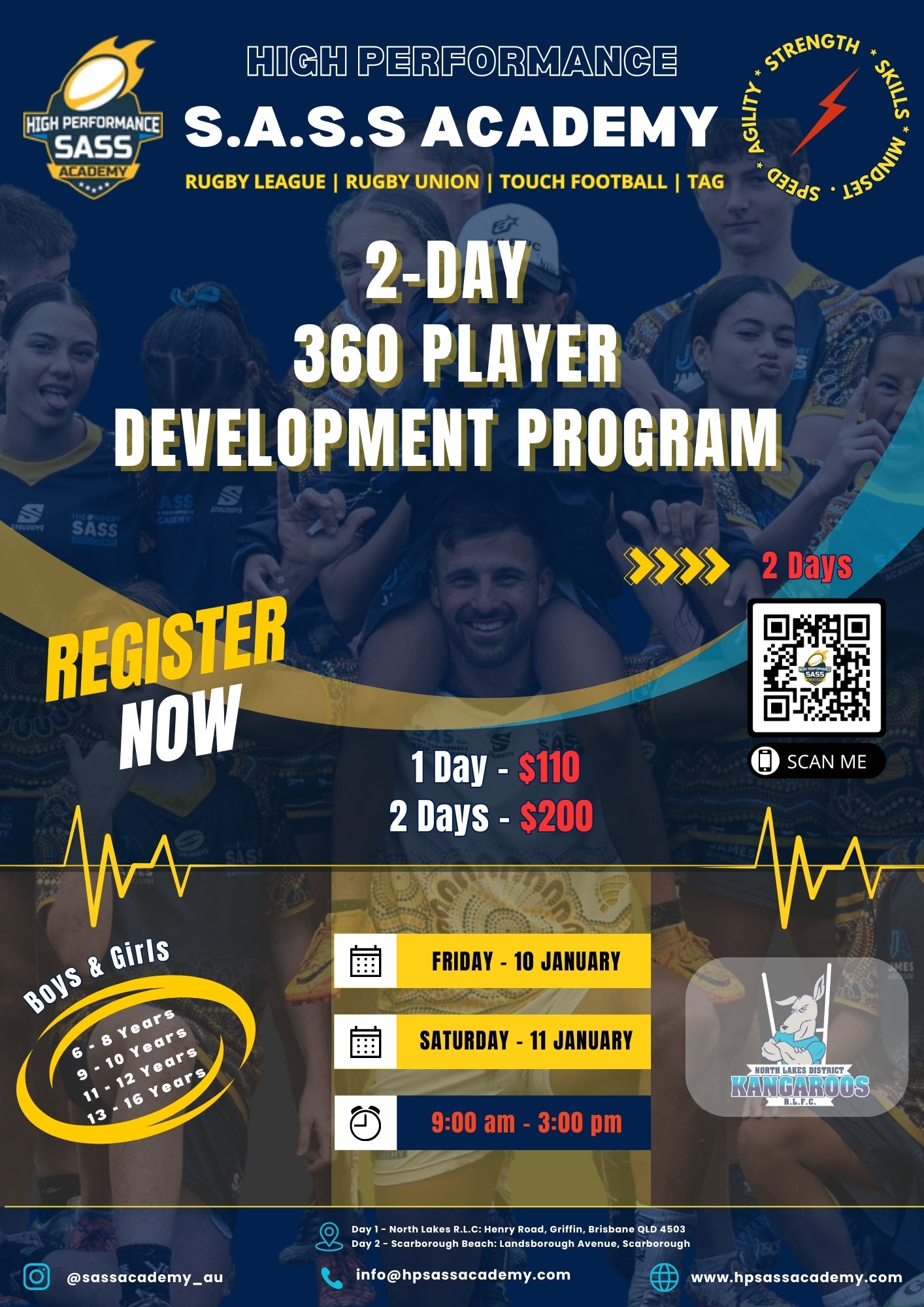 2-DAY 360 PLAYER DEVELOPMENT PROGRAM - MORETON BAY (NORTH LAKES DISTRICT KANGAROOS R.L.F.C - 10-11 JANUARY)