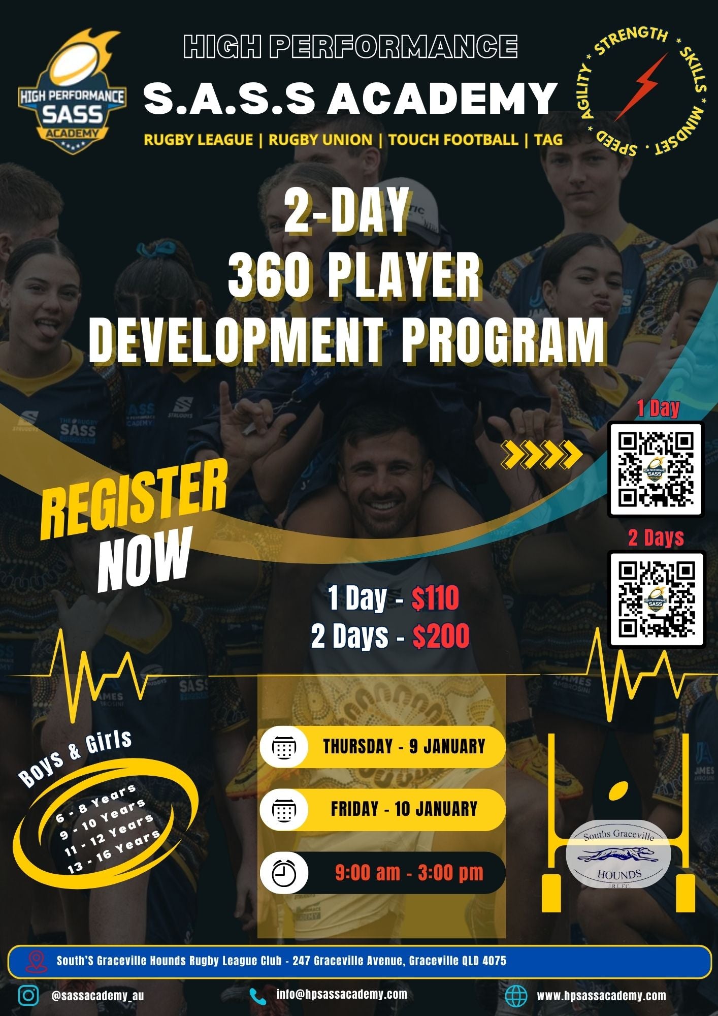 2-DAY 360 PLAYER DEVELOPMENT PROGRAM - SOUTH'S GRACEVILLE HOUNDS J.R.L.F.C (11-12 JANUARY)