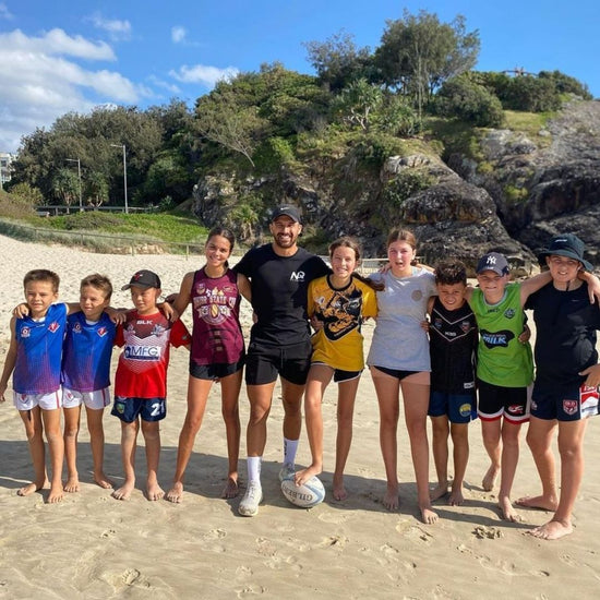 Zaine Gurney with James Ambrosini at the Rugby S.A.S.S Training Session