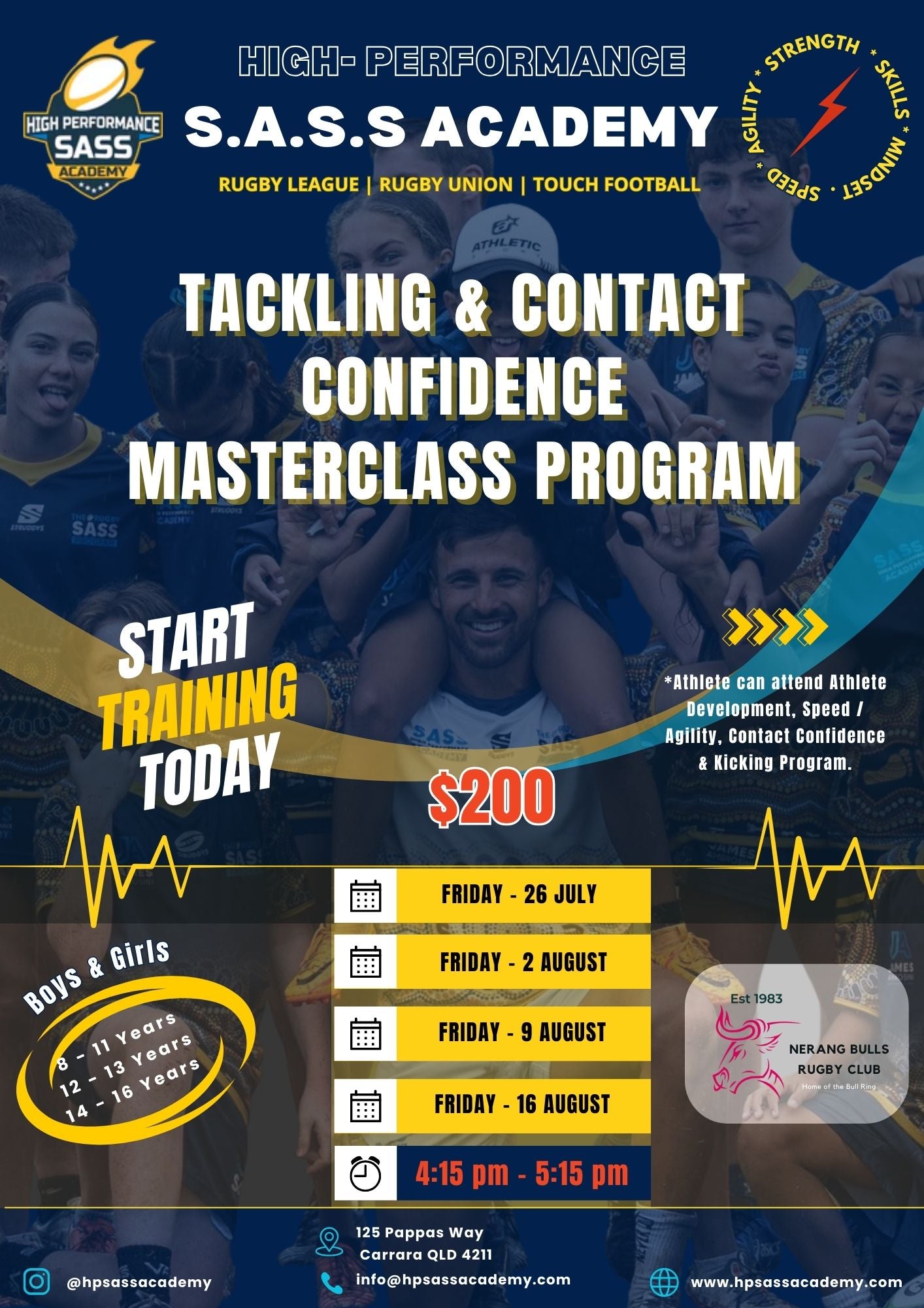 4 Week Tackling & Contact Confidence Masterclass Program - Nerang Bulls Rugby Union Club